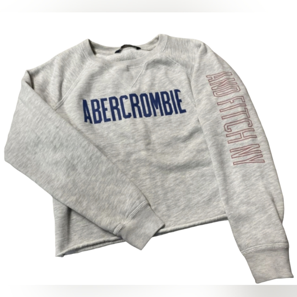 Abercrombie & Fitch, Small, Gray, Cropped Sweater, Sweatshirt, Scoop Neck